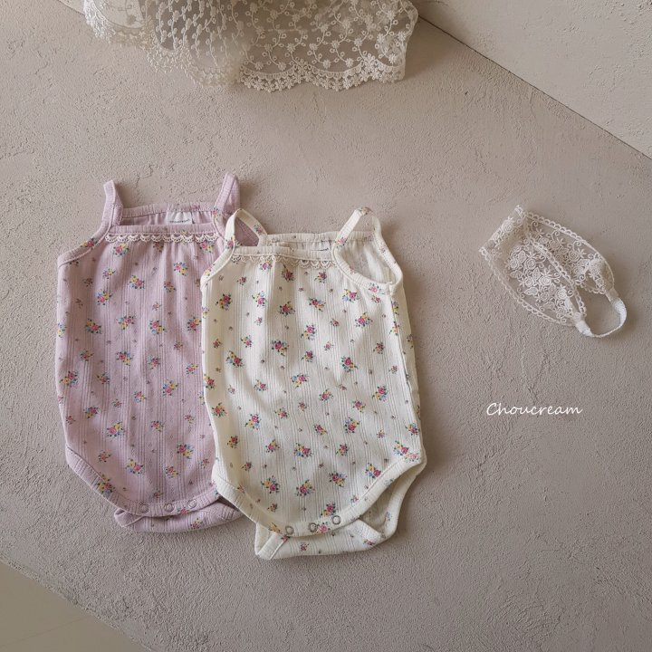Choucream - Korean Baby Fashion - #babygirlfashion - Rose Strap Sleeveless Suit