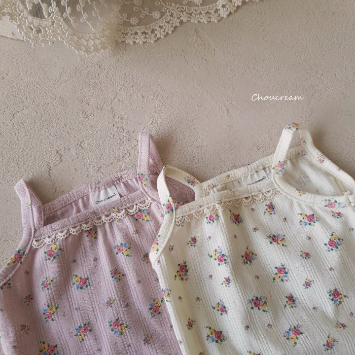 Choucream - Korean Baby Fashion - #babylifestyle - Rose Strap Sleeveless Suit - 2