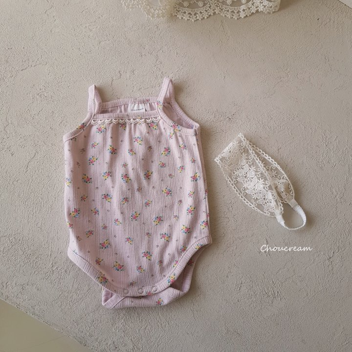 Choucream - Korean Baby Fashion - #babyoninstagram - Rose Strap Sleeveless Suit - 3