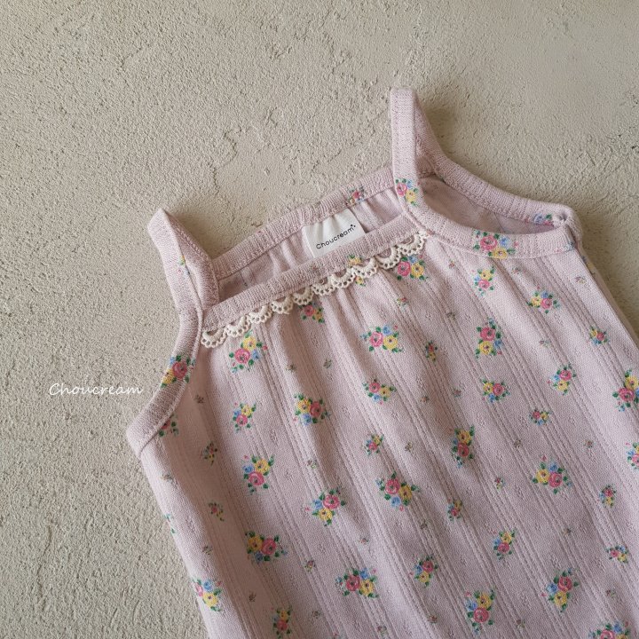 Choucream - Korean Baby Fashion - #babyoninstagram - Rose Strap Sleeveless Suit - 4