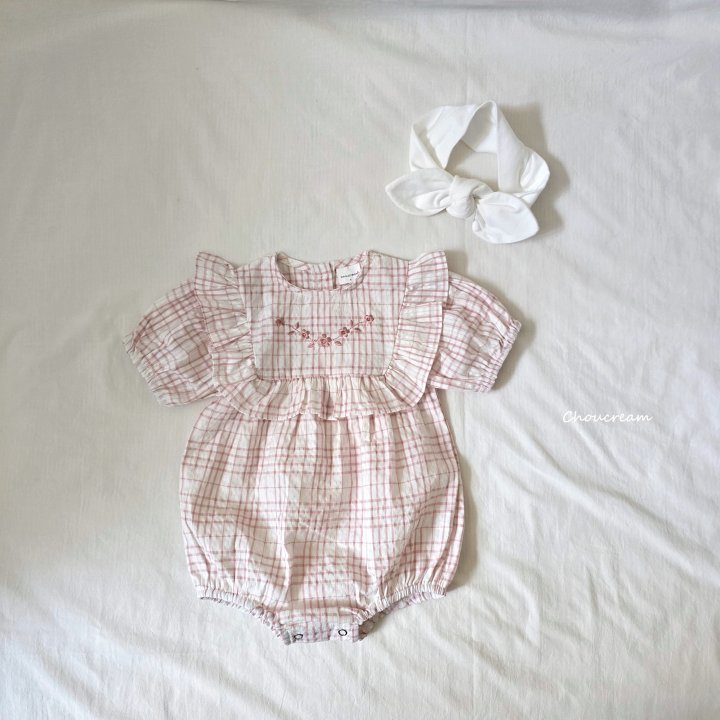 Choucream - Korean Baby Fashion - #babyoutfit - Check Frill Suit