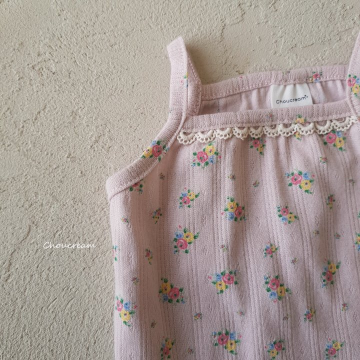 Choucream - Korean Baby Fashion - #babyoutfit - Rose Strap Sleeveless Suit - 5