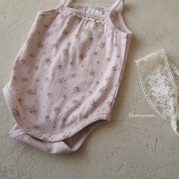 Choucream - Korean Baby Fashion - #babyoutfit - Rose Strap Sleeveless Suit - 6