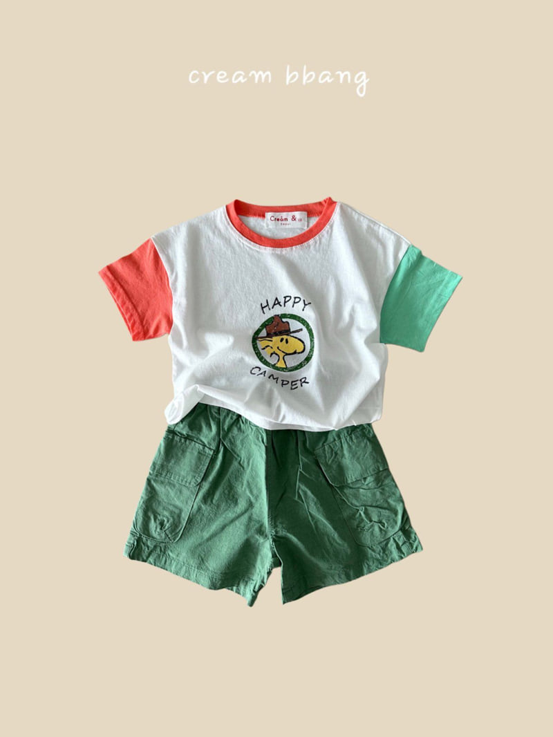 Cream Bbang - Korean Children Fashion - #discoveringself - Happy Camper Sleeve Color Tee - 6