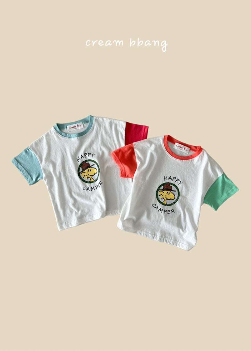 Cream Bbang - Korean Children Fashion - #prettylittlegirls - Happy Camper Sleeve Color Tee