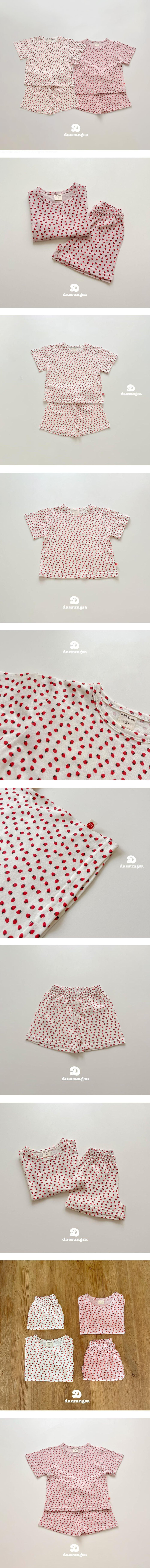 Dae Sung Sa - Korean Children Fashion - #todddlerfashion - Mini Strawberry Top Bottom Set
