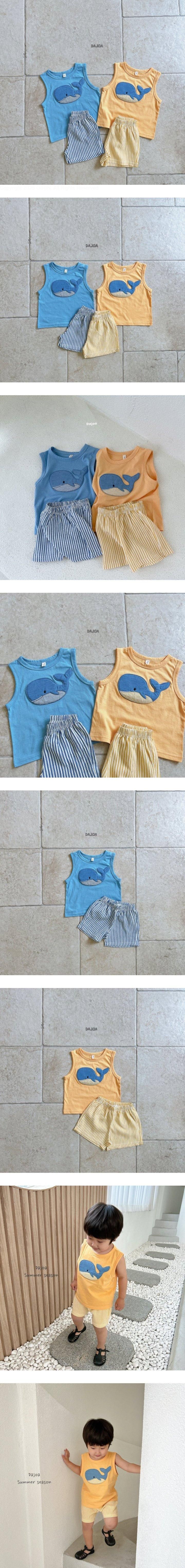 Dajoa - Korean Children Fashion - #kidsstore - Whale Sleeveless Top Bottom Set