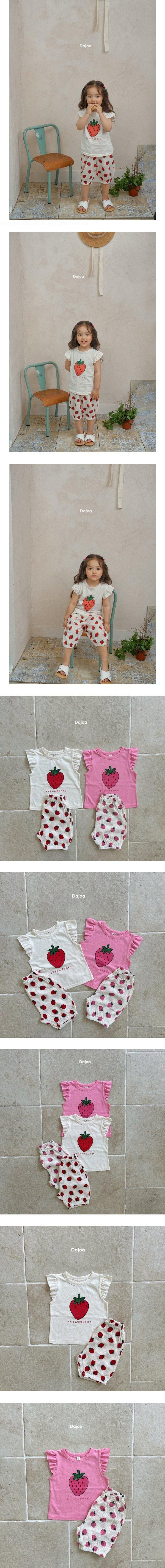 Dajoa - Korean Children Fashion - #magicofchildhood - Strawberry Sleeveless Top Bottom Set