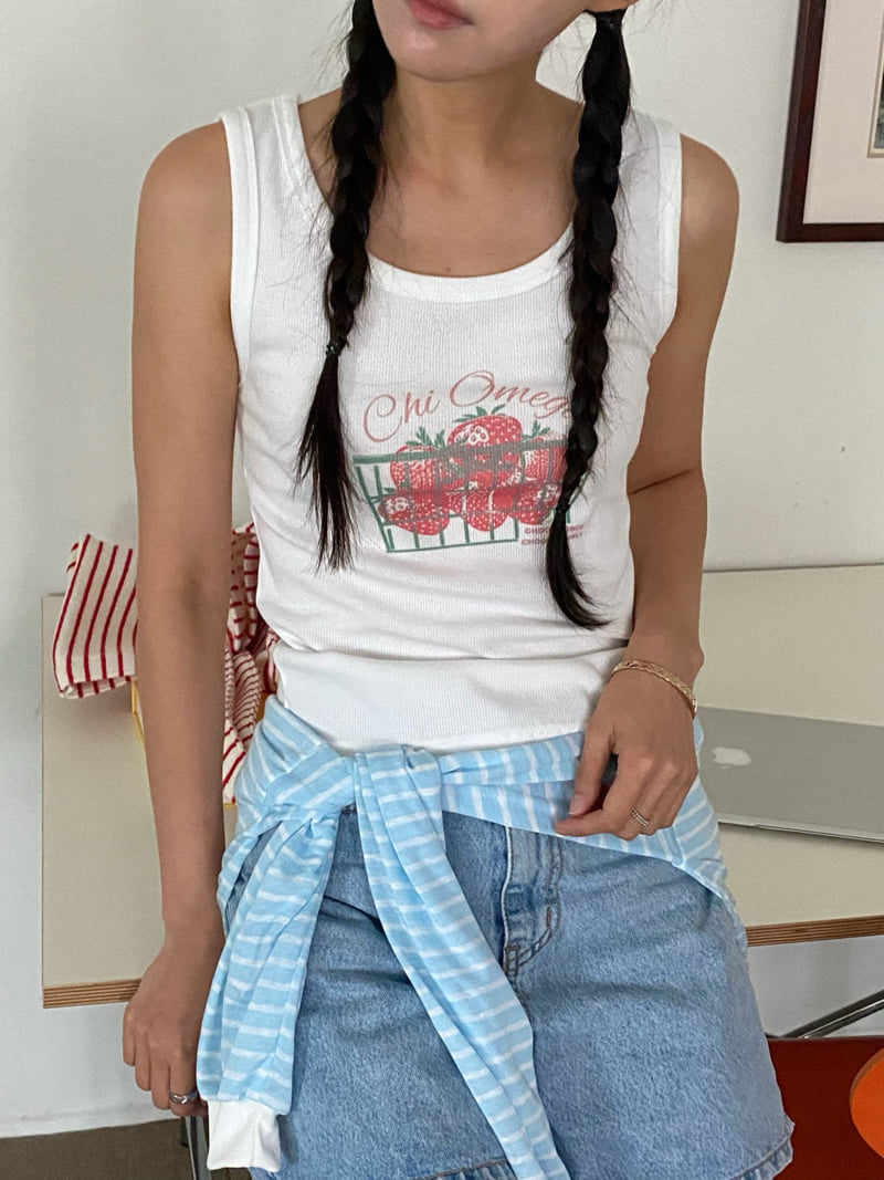Diana - Korean Women Fashion - #momslook - Berry Sleeveless Tee - 2