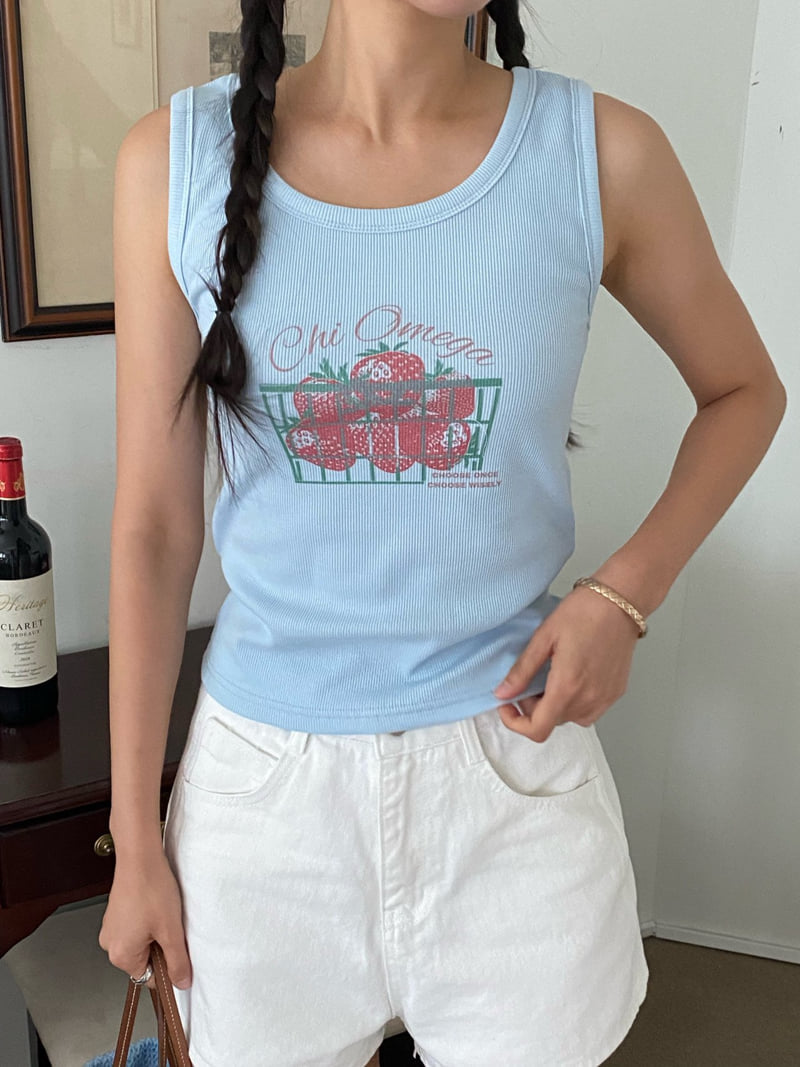 Diana - Korean Women Fashion - #vintagekidsstyle - Berry Sleeveless Tee - 6