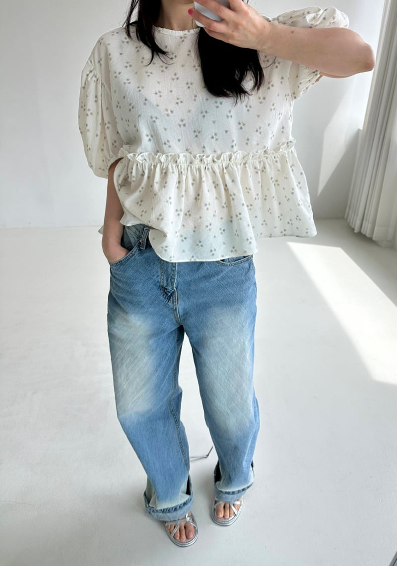 Dress U - Korean Women Fashion - #momslook - Floral Shirring Blouse - 2