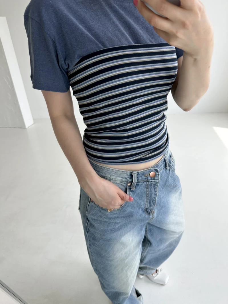 Dress U - Korean Women Fashion - #momslook - Striped Crop Top