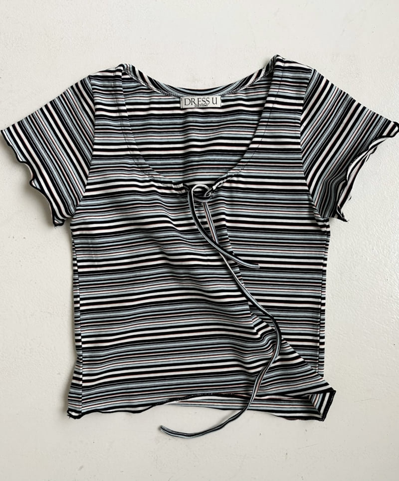 Dress U - Korean Women Fashion - #momslook - Striped Wave Tee