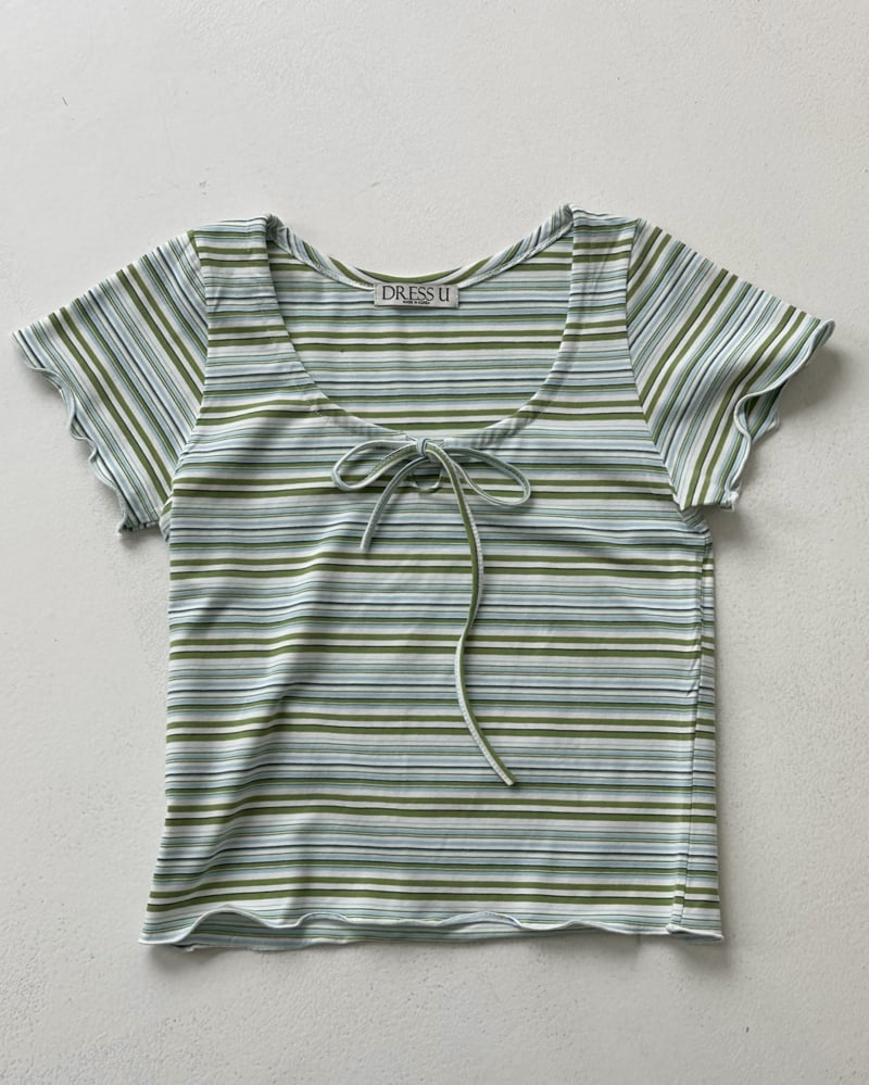 Dress U - Korean Women Fashion - #momslook - Striped Wave Tee - 3