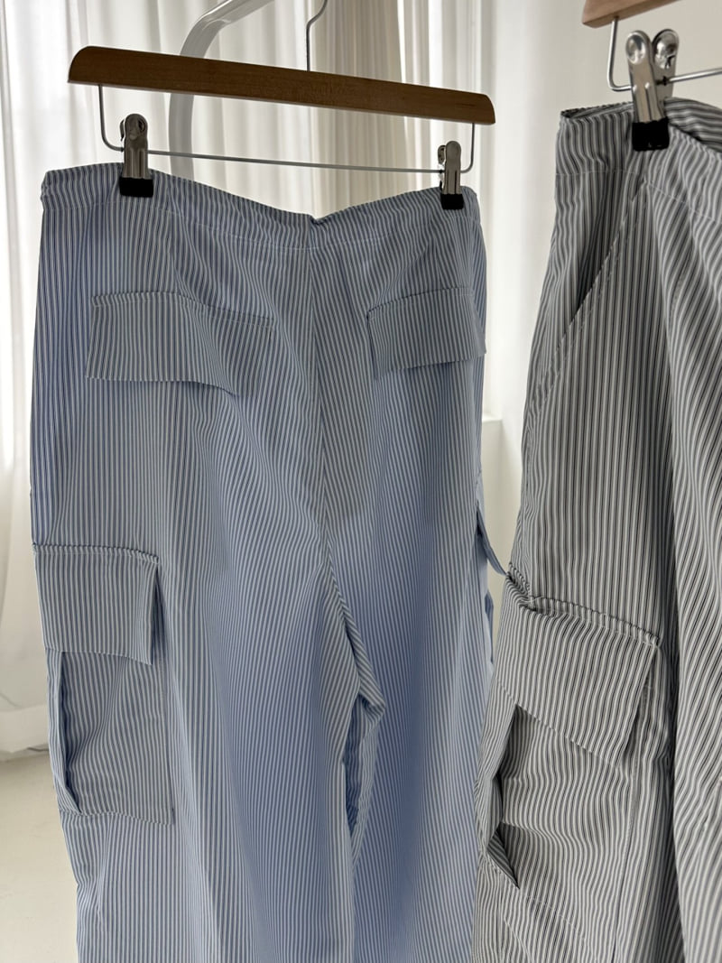 Dress U - Korean Women Fashion - #momslook - Striped Cargo Pants - 12