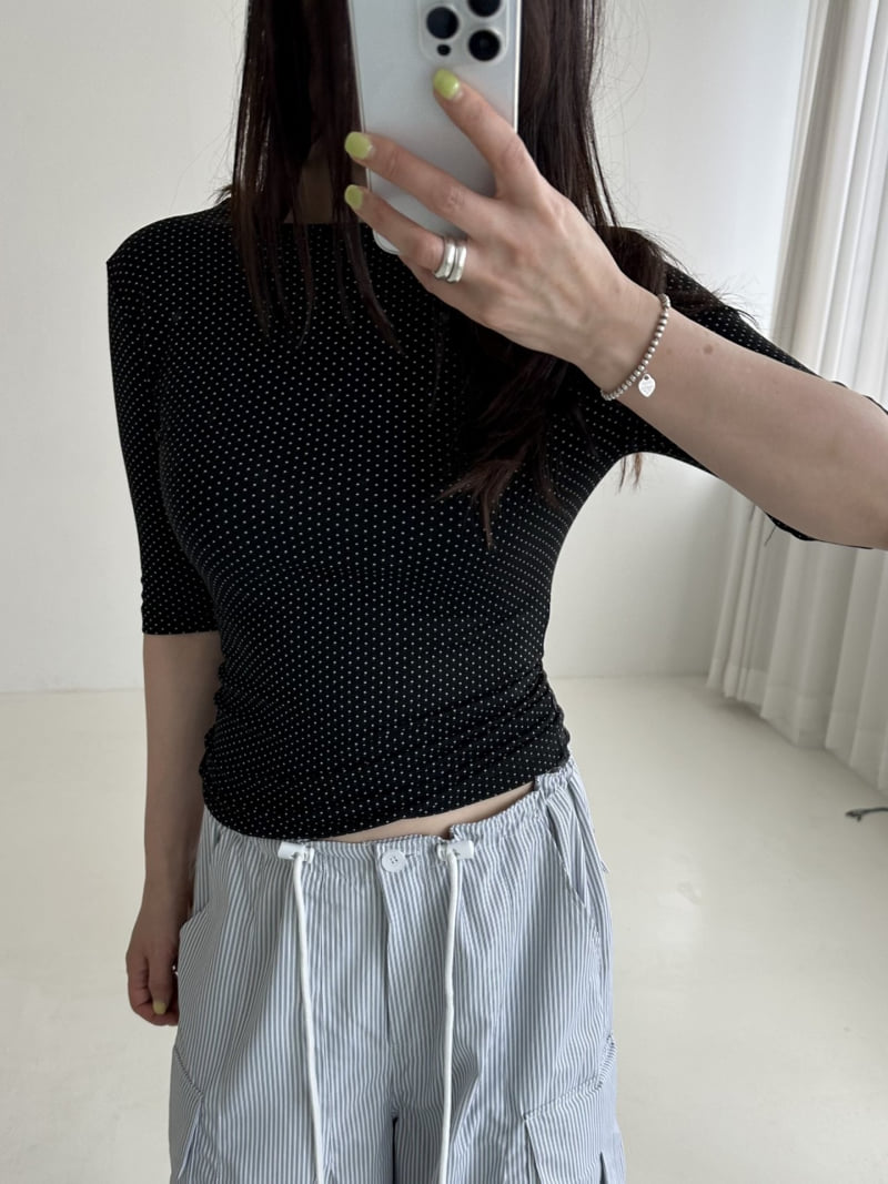Dress U - Korean Women Fashion - #momslook - Dot Stretch Tee - 9