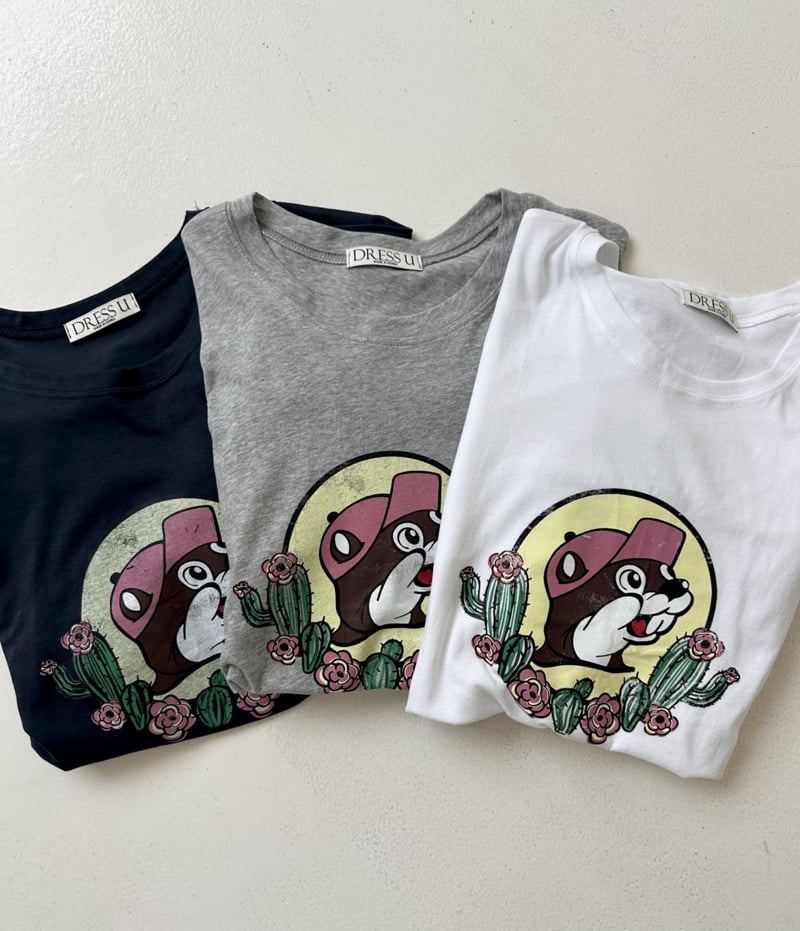 Dress U - Korean Women Fashion - #momslook - Squirrel Print Tee - 11