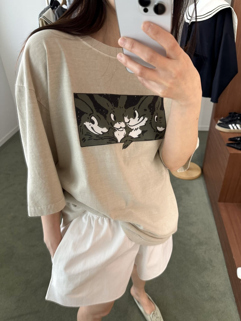 Dress U - Korean Women Fashion - #momslook - Pigment Rabbit Tee - 10