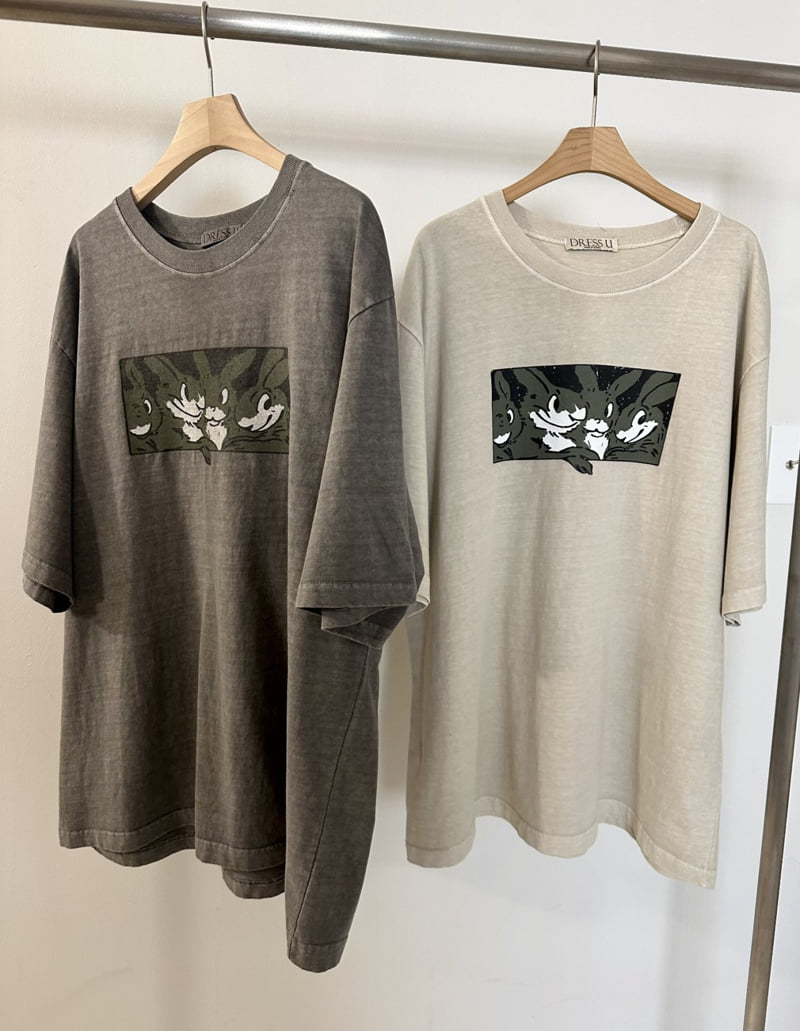 Dress U - Korean Women Fashion - #momslook - Pigment Rabbit Tee - 12