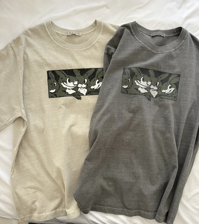 Dress U - Korean Women Fashion - #thelittlethings - Pigment Rabbit Tee - 4