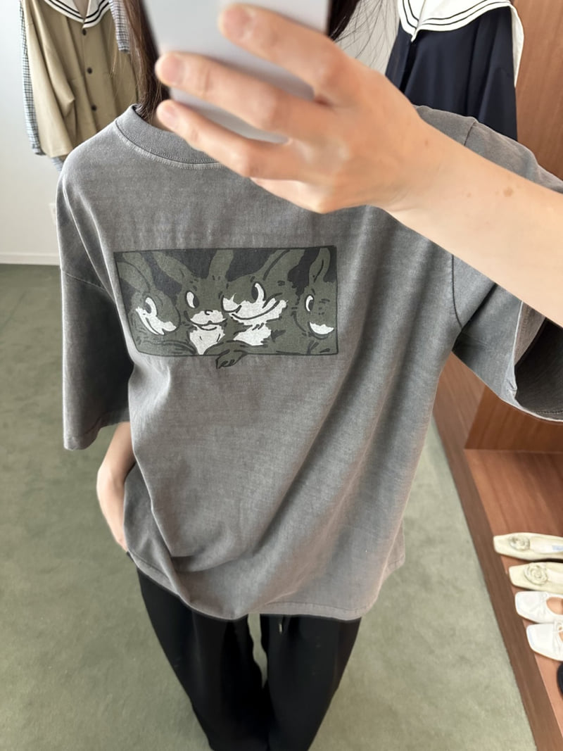 Dress U - Korean Women Fashion - #momslook - Pigment Rabbit Tee - 6