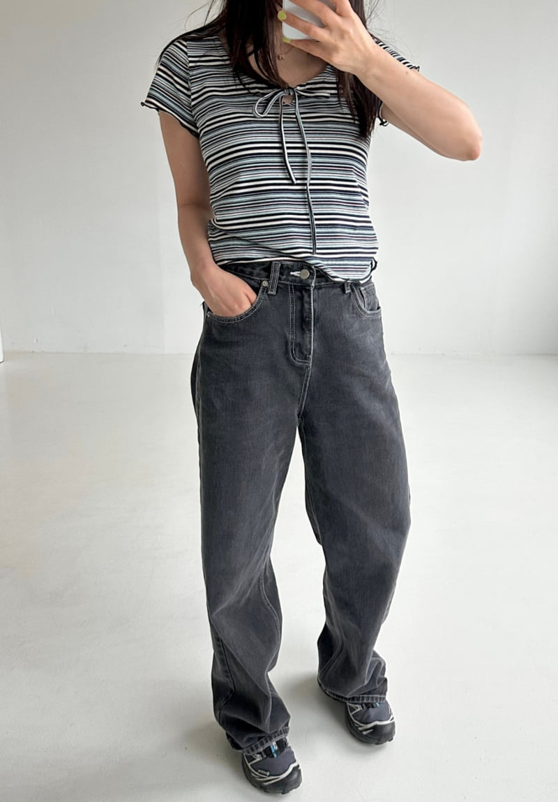 Dress U - Korean Women Fashion - #pursuepretty - Striped Wave Tee - 11