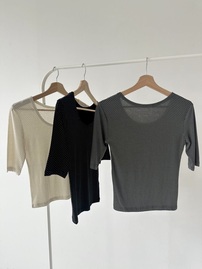 Dress U - Korean Women Fashion - #shopsmall - Dot Stretch Tee - 6
