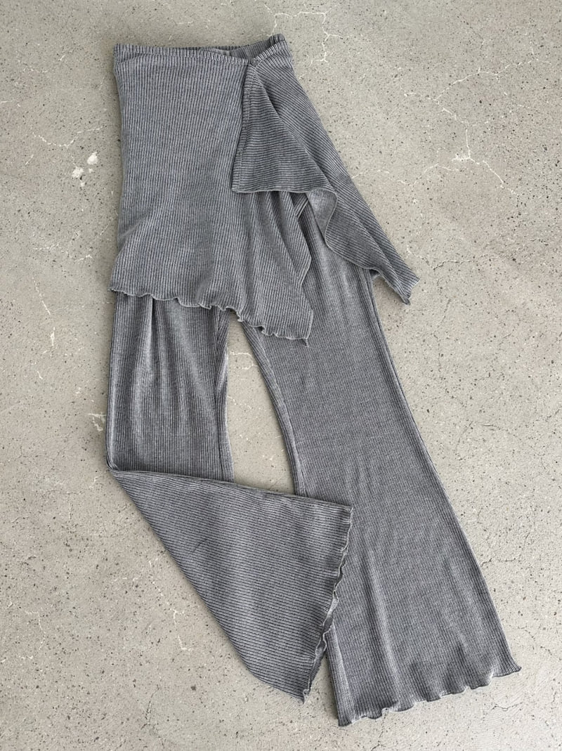 Dress U - Korean Women Fashion - #shopsmall - Layered Wrap Bootcut Set - 4