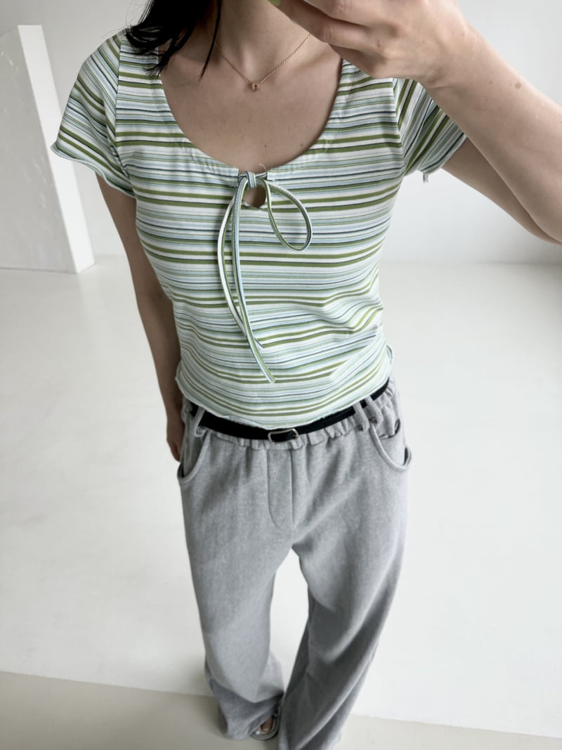 Dress U - Korean Women Fashion - #vintageinspired - Striped Wave Tee - 9