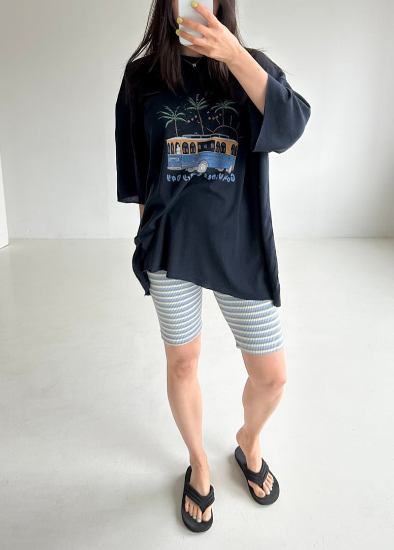 Dress U - Korean Women Fashion - #vintageinspired - Striped Biker Shorts - 8