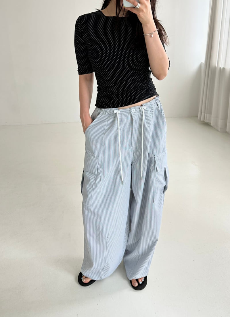 Dress U - Korean Women Fashion - #womensfashion - Striped Cargo Pants - 4