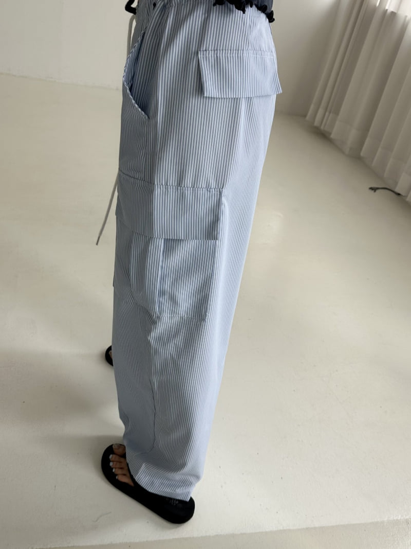 Dress U - Korean Women Fashion - #vintagekidsstyle - Striped Cargo Pants - 5