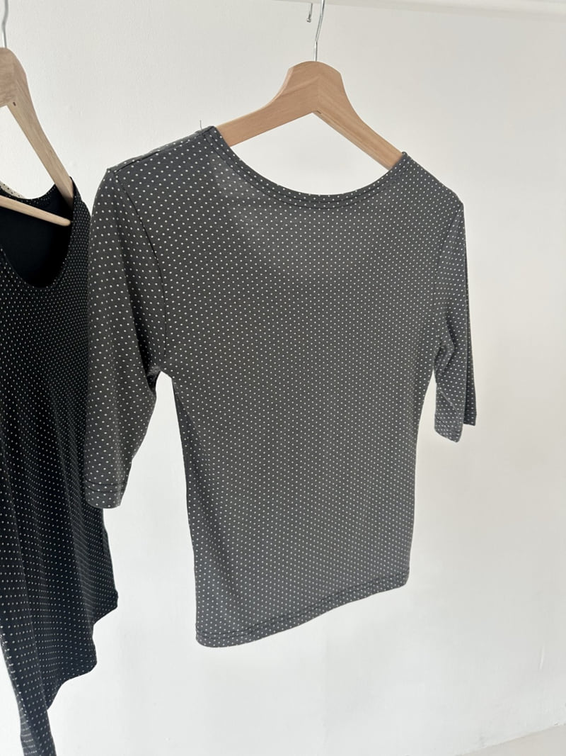 Dress U - Korean Women Fashion - #vintagekidsstyle - Dot Stretch Tee - 2