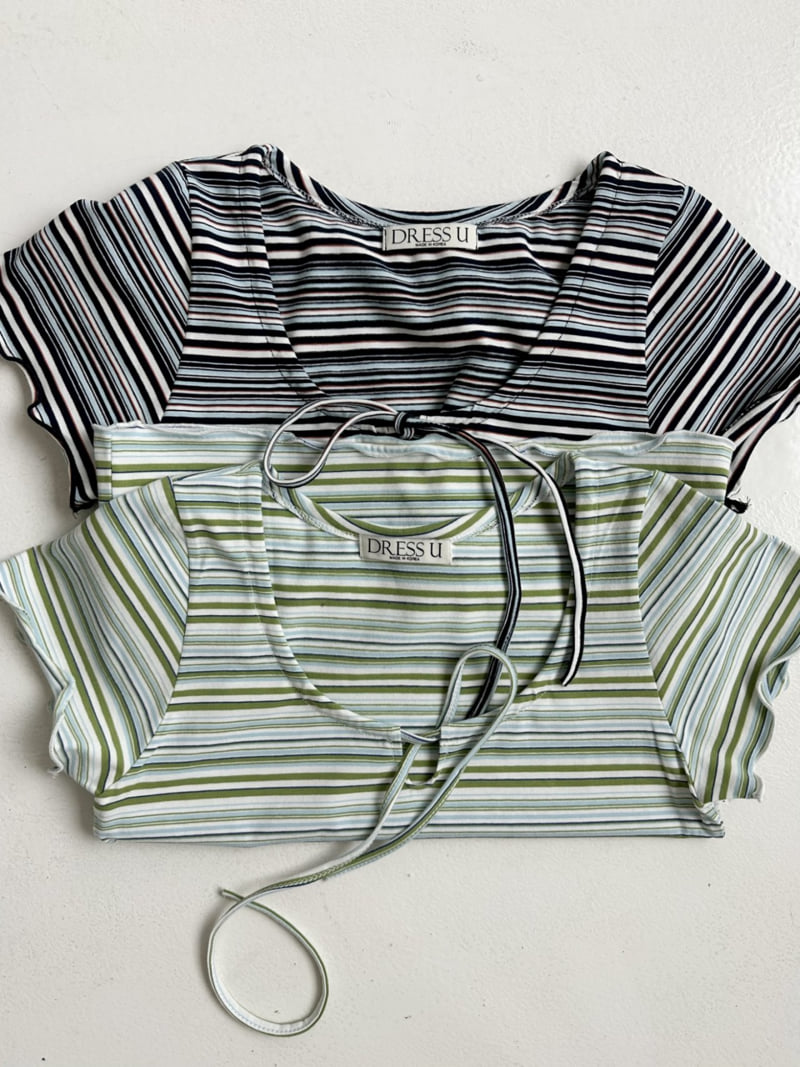 Dress U - Korean Women Fashion - #womensfashion - Striped Wave Tee - 2