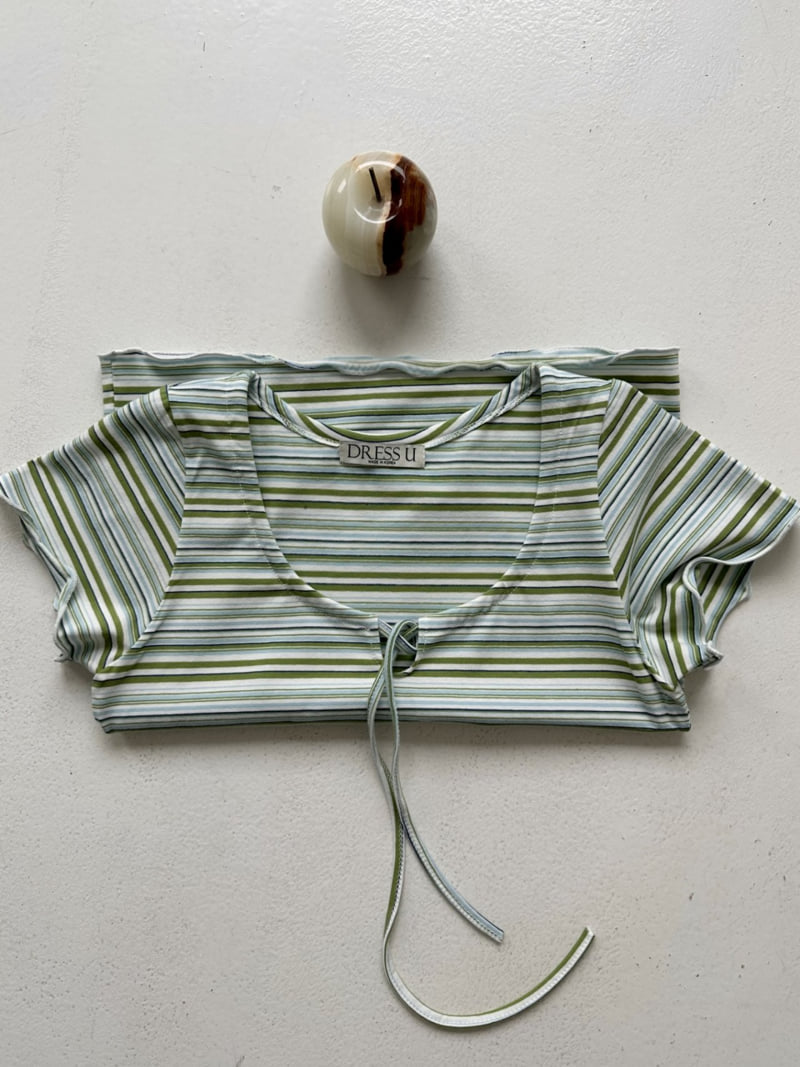 Dress U - Korean Women Fashion - #momslook - Striped Wave Tee - 4