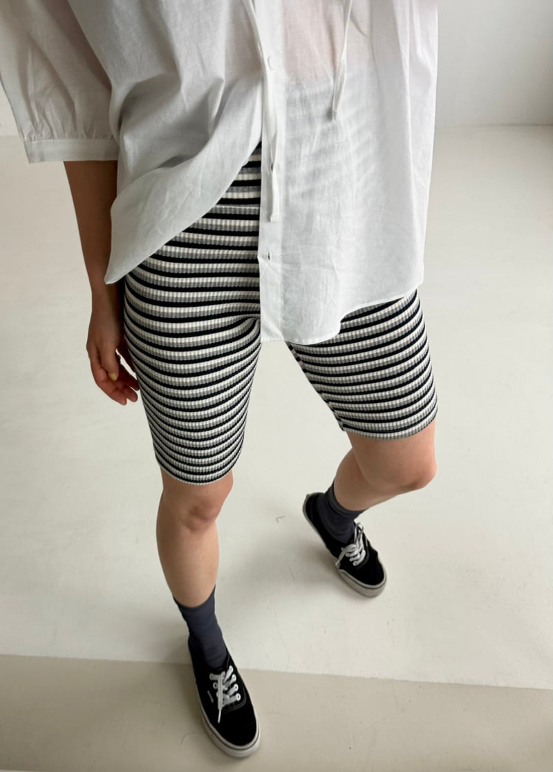 Dress U - Korean Women Fashion - #womensfashion - Striped Biker Shorts - 3