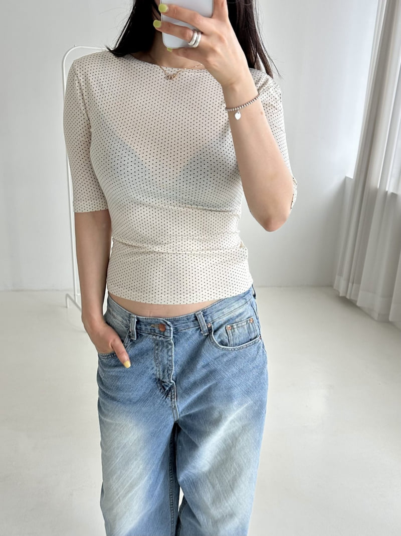 Dress U - Korean Women Fashion - #womensfashion - Dot Stretch Tee - 10