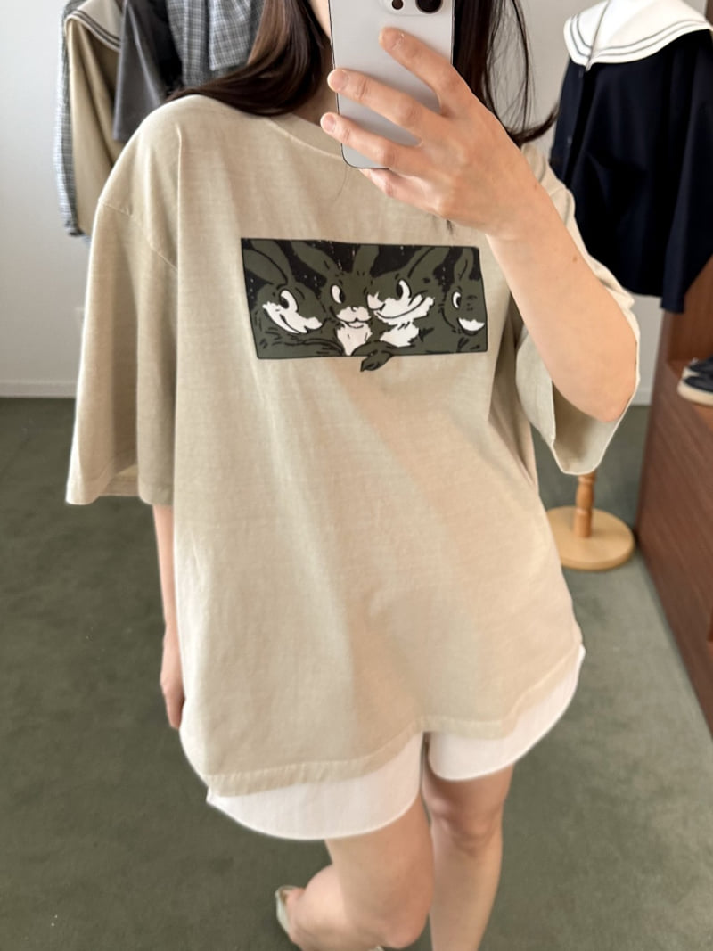 Dress U - Korean Women Fashion - #womensfashion - Pigment Rabbit Tee - 9