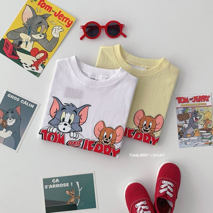 Dsaint - Korean Children Fashion - #discoveringself - Peekaboo Tom Jerry Short Sleeve Tee - 3
