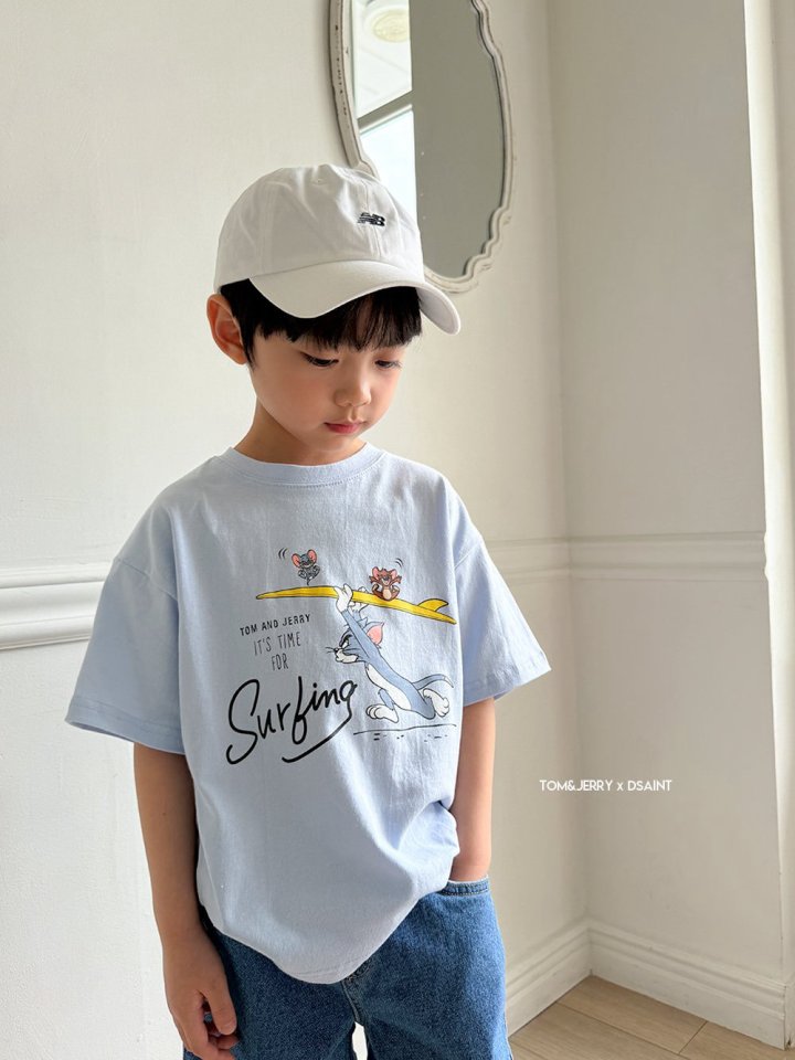 Dsaint - Korean Children Fashion - #kidsshorts - It's Surfing Tom Jerry Tee - 12