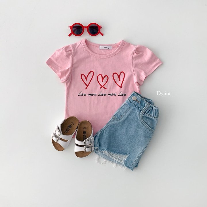 Dsaint - Korean Children Fashion - #kidsshorts - 3 Heart Love Tee - 7
