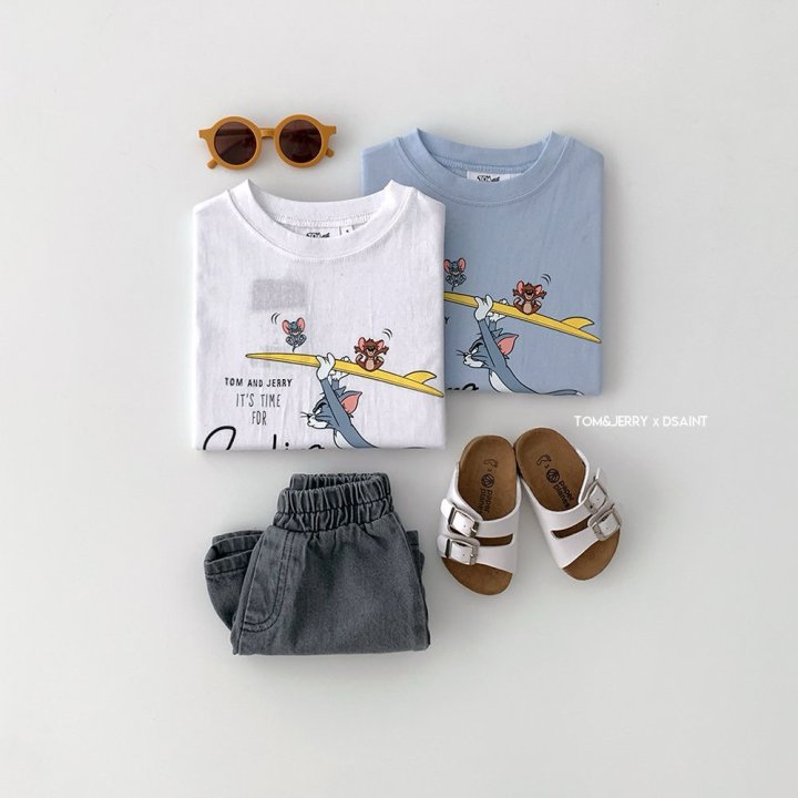Dsaint - Korean Children Fashion - #stylishchildhood - It's Surfing Tom Jerry Tee - 6