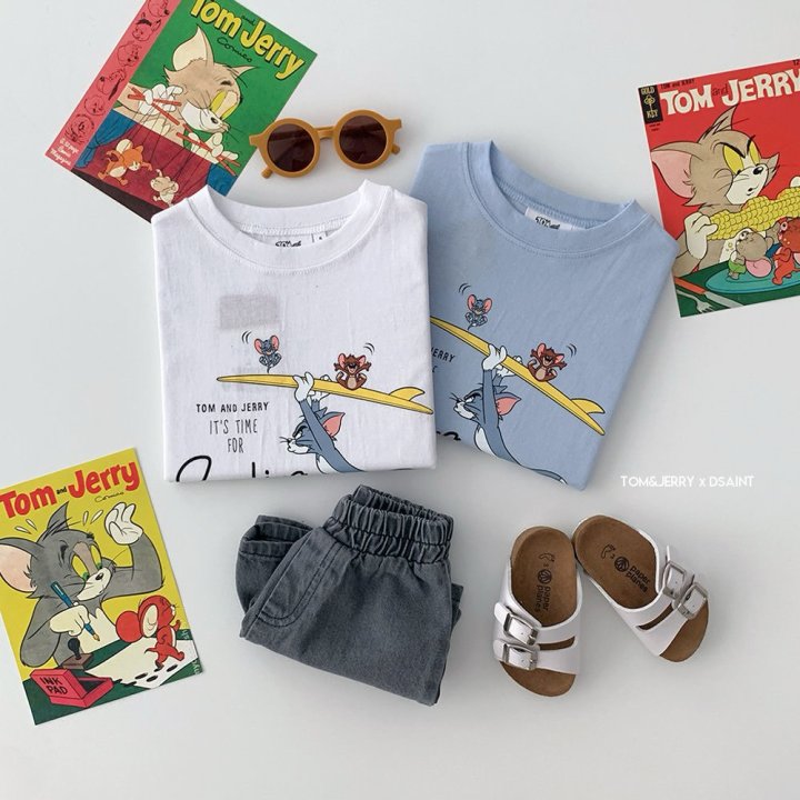 Dsaint - Korean Children Fashion - #toddlerclothing - It's Surfing Tom Jerry Tee - 5