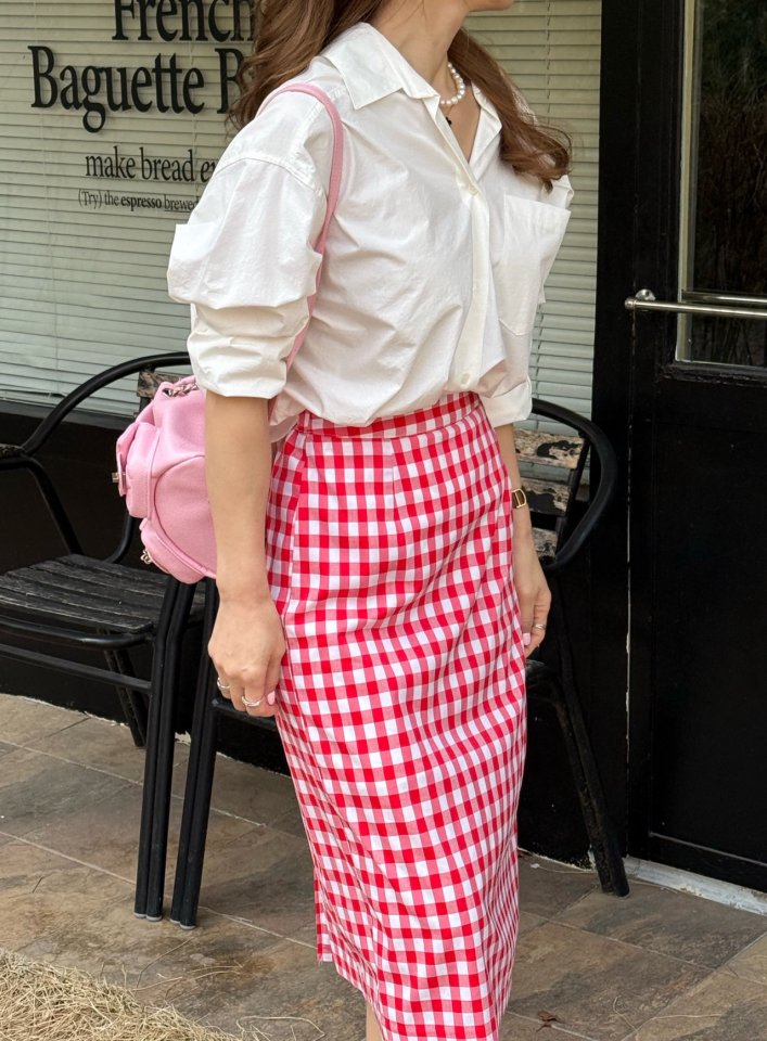 Elmu - Korean Women Fashion - #momslook - Check Elastic Band Skirt (Back Banding)