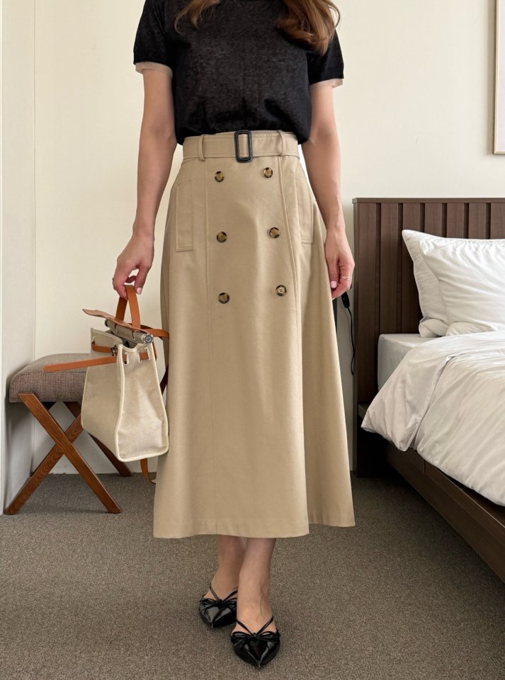 Elmu - Korean Women Fashion - #momslook - Linen Trench Skirt (Back Banding)