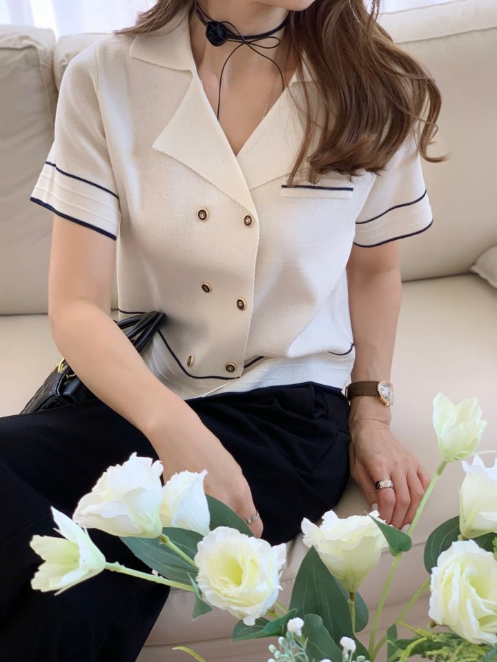 Elmu - Korean Women Fashion - #momslook - Double Collar Knit Jacket - 7