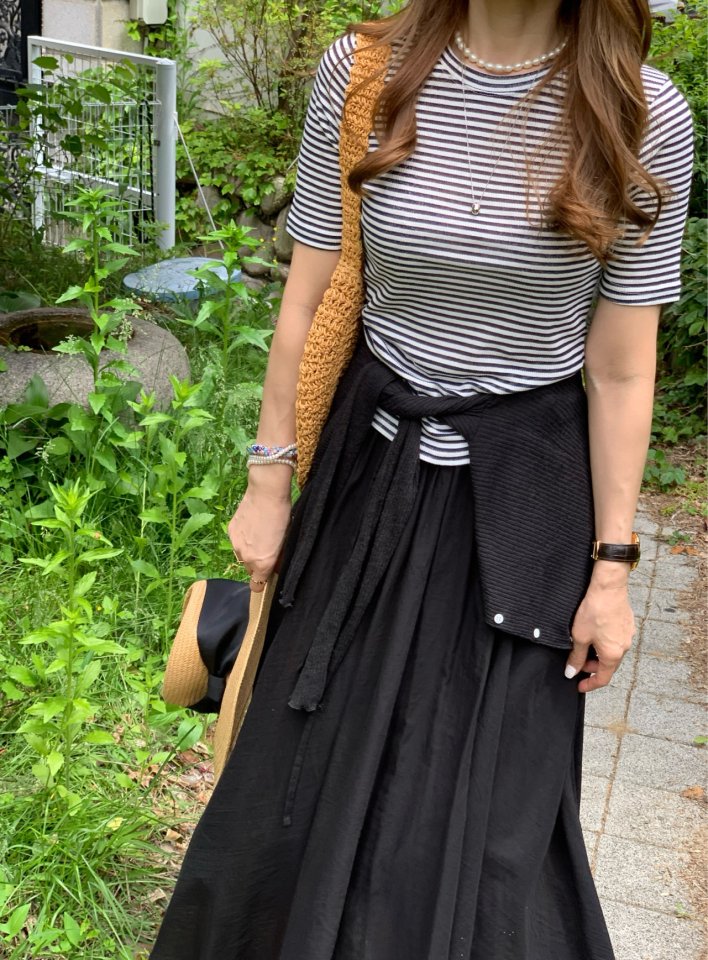 Elmu - Korean Women Fashion - #momslook - Peanut Stripe Tee - 10