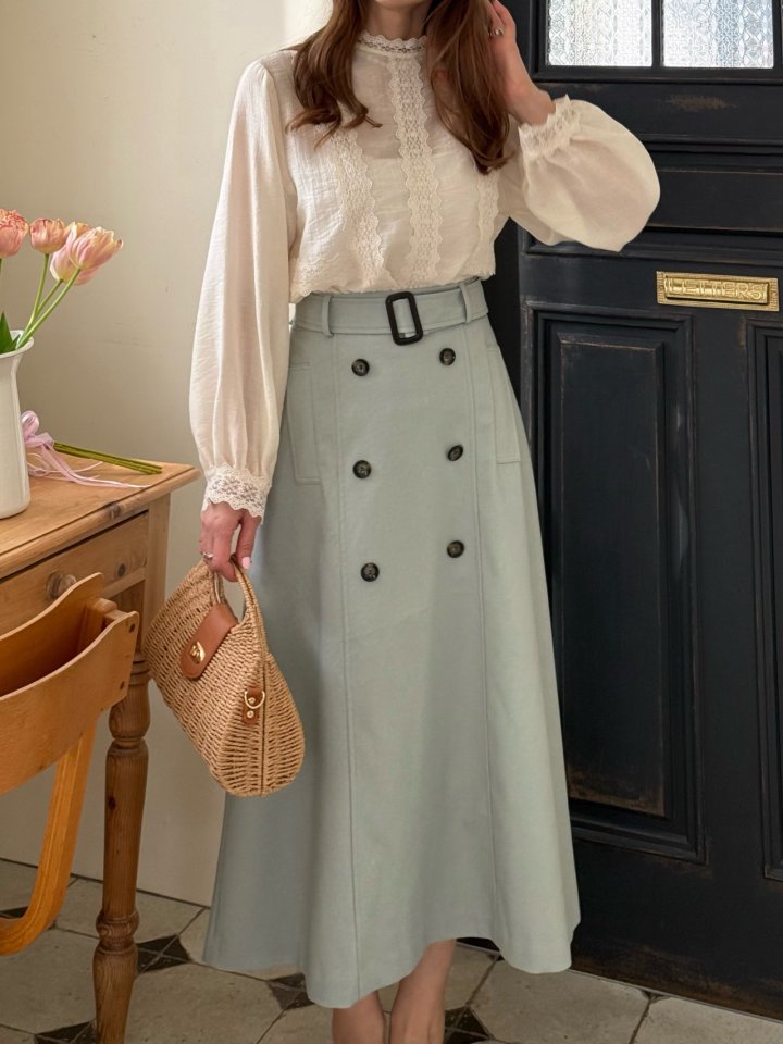 Elmu - Korean Women Fashion - #pursuepretty - Linen Trench Skirt (Back Banding) - 5