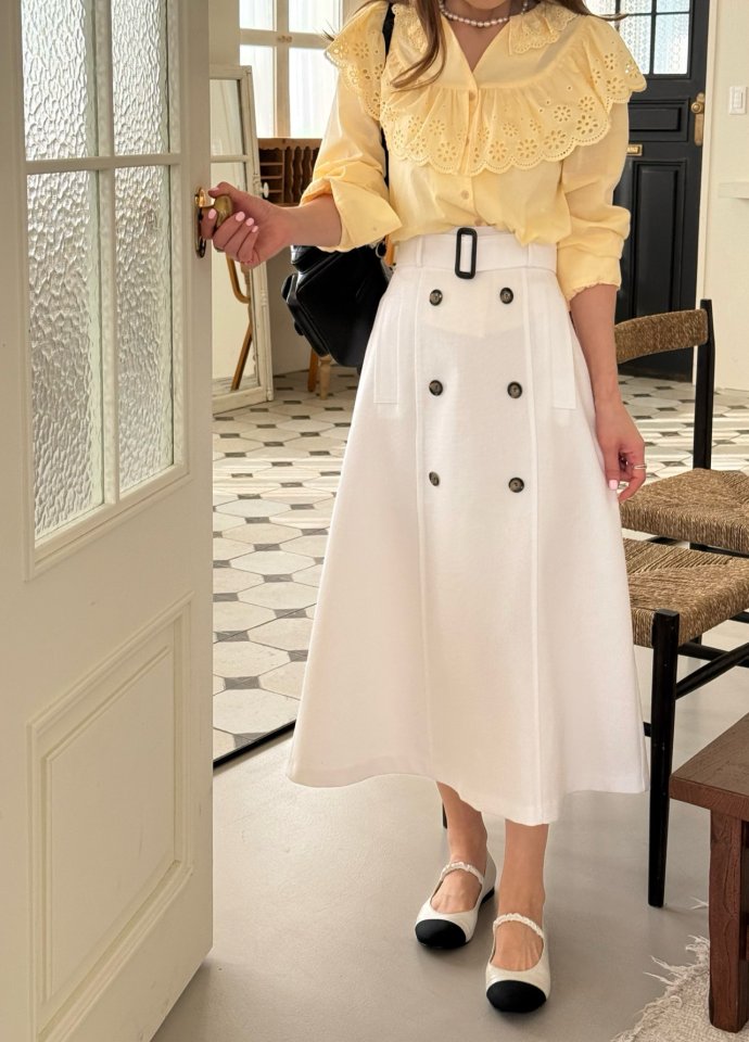 Elmu - Korean Women Fashion - #shopsmall - Linen Trench Skirt (Back Banding) - 8
