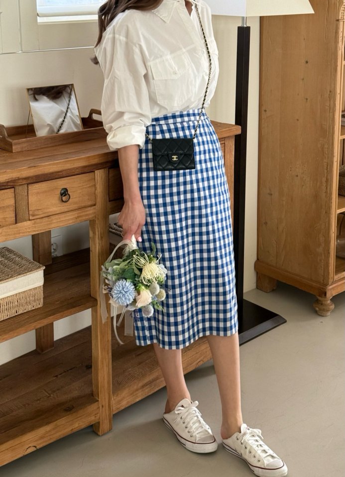 Elmu - Korean Women Fashion - #thatsdarling - Check Elastic Band Skirt (Back Banding) - 10